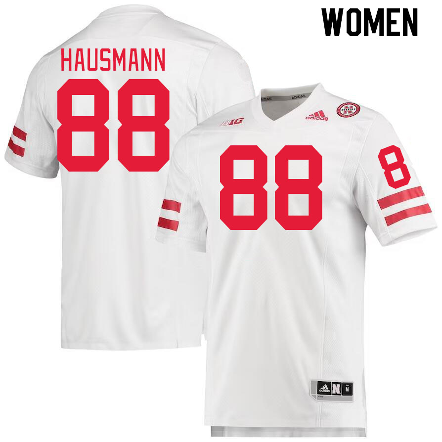 Women #88 Cooper Hausmann Nebraska Cornhuskers College Football Jerseys Stitched Sale-White - Click Image to Close
